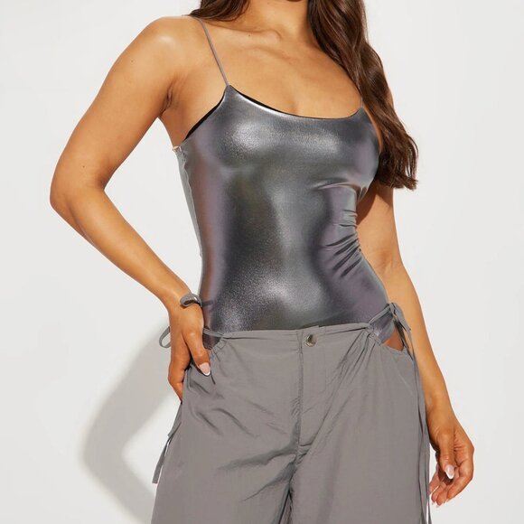 (NWT) Fashion Nova Kiki PU Leather Bodysuit - Purple - Picture 6 of 7